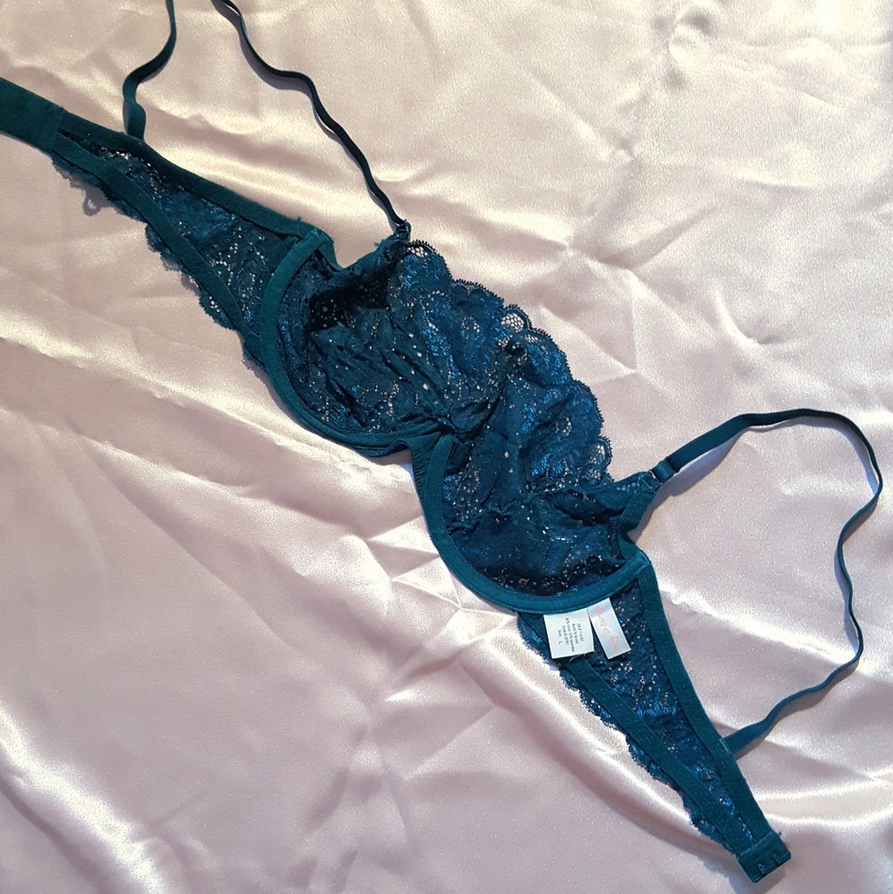 Blue Green Underwire Unpadded Bra